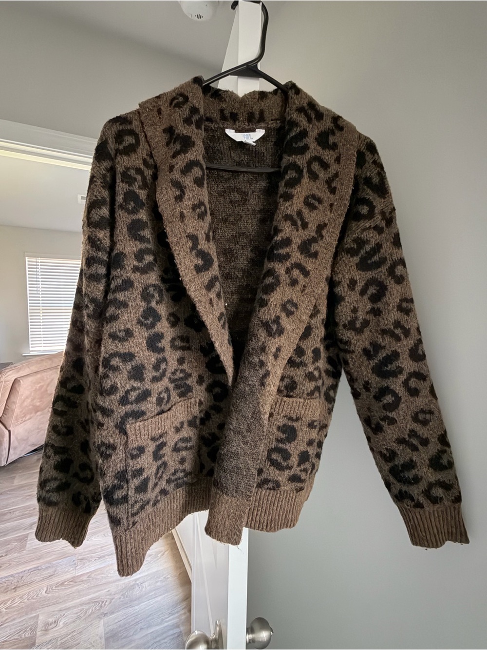 Time and Tru Brown and Black Leopard Cardigan